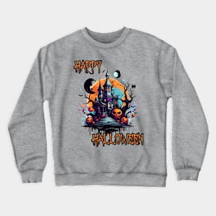 Haunted House Happy Halloween Crewneck Sweatshirt